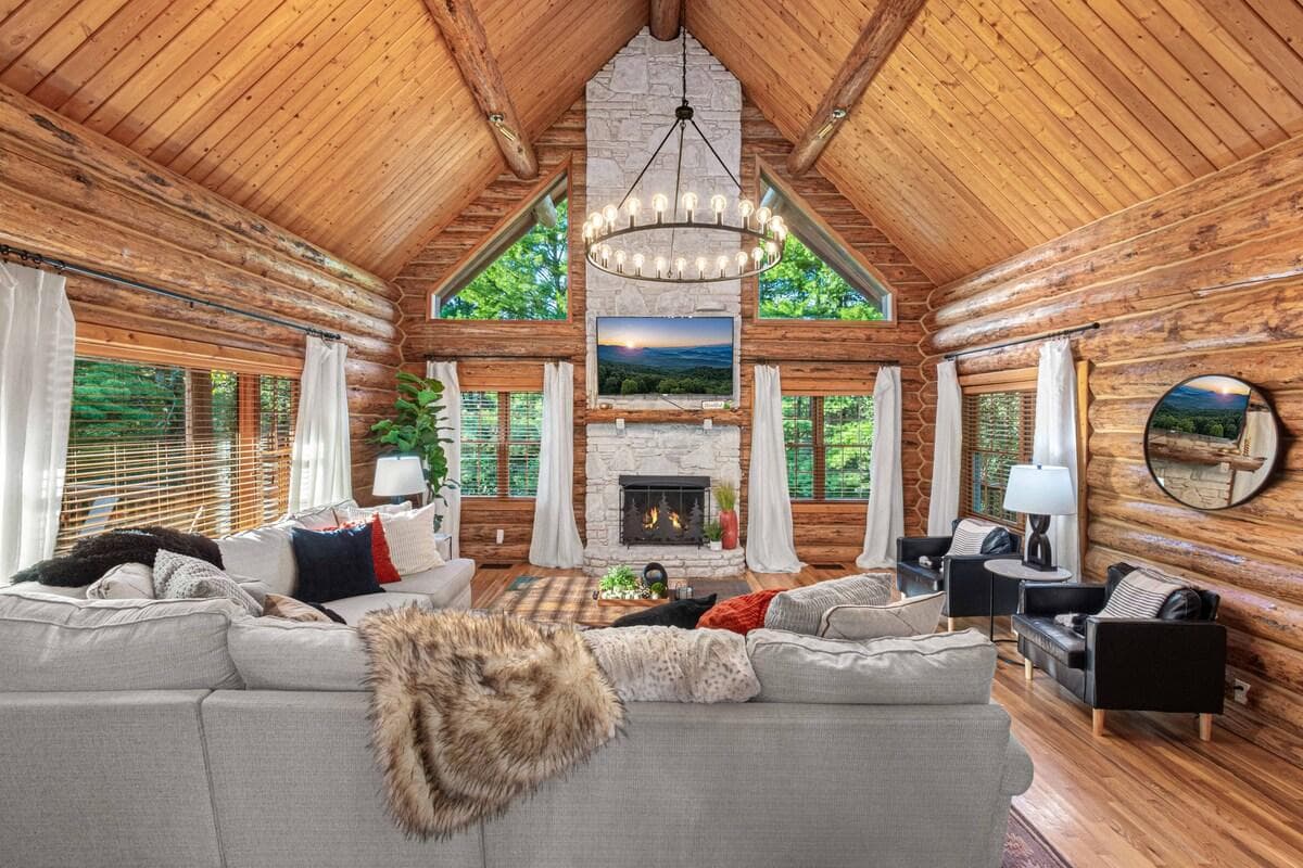 Enjoy snuggling up on this L shape sofa while watching the new 60 in smart tv at night